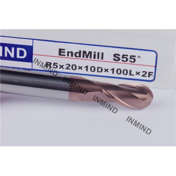 Long Flute Ball Nose End Mill with 100 mm Length 10 mm Dia 0.5 - 0.6 UM Grain Size