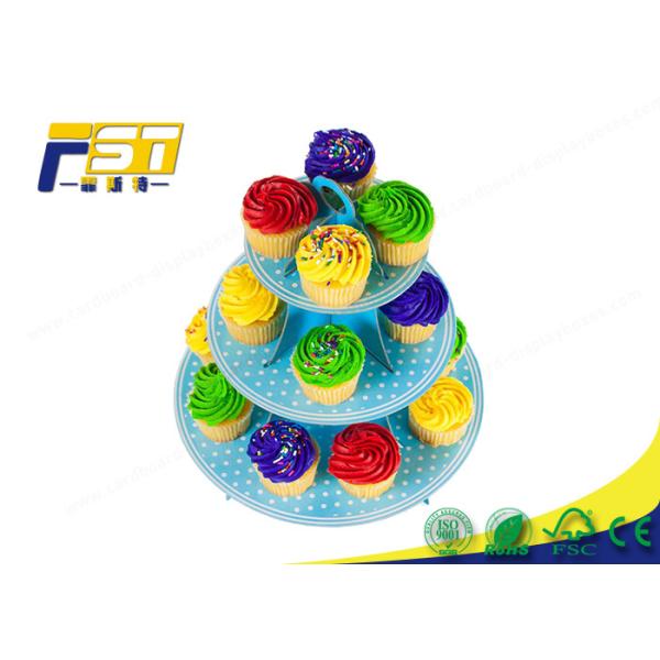 3 Tiered Cardboard Cupcake Stand , Colorful Cardboard Wedding Cake Stand SGS Approval