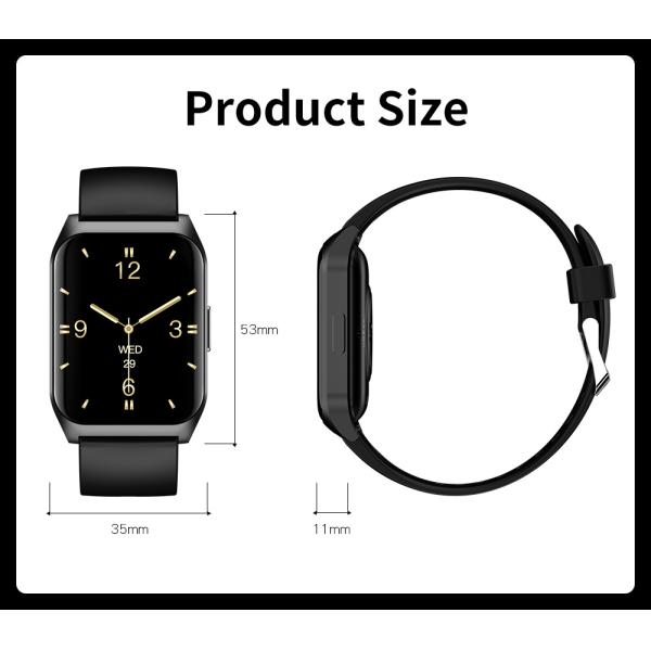 1.69 Inch IP67 Square Shape Smartwatch Health Information Sharing