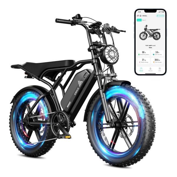 New Arrival EU Stock 20 Inch Fat Tire E Bike 48V 15AH Electric Bike Vintage Off-Road E-Bike 750~1200W, 55km~75km