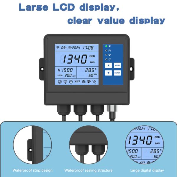 Smart NDIR Sensor Greenhouse Controllers CO2 Regulator Monitor For Planting Growing