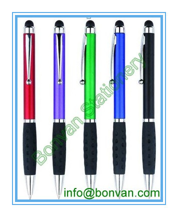 gripped plastic promo gift touch stylus pen with logo printing