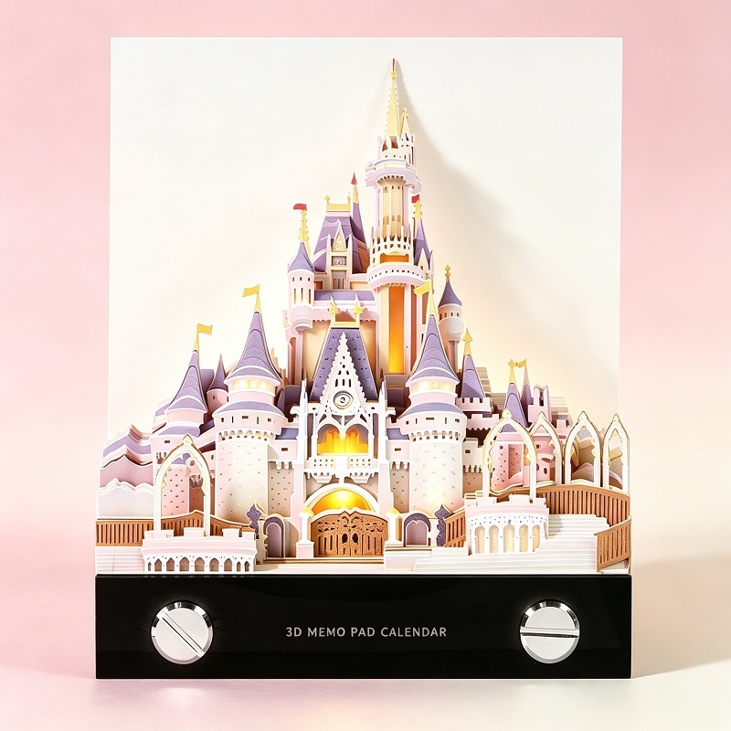 3d Memo Pad Calendar Castle Design With Custom Gift Box For Holiday Gifting