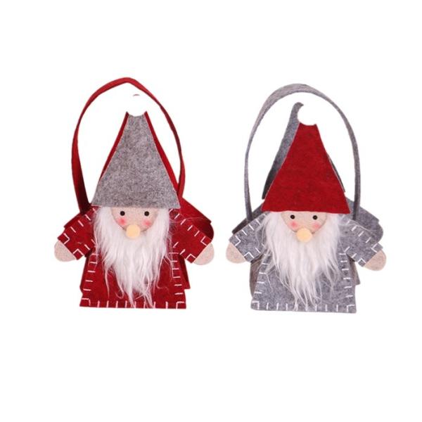 Cute Red Grey Christmas Gift Handbag , 15*24 Cm Santa Candy Bags