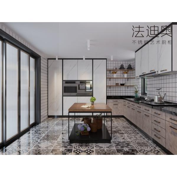 White Marble Modern Kitchen Cabinets Stylish And Durable Stainless Steel Design