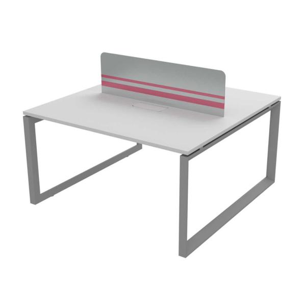 Modern 2 Person Office Workstation Desk With Middle Wire Box Panel