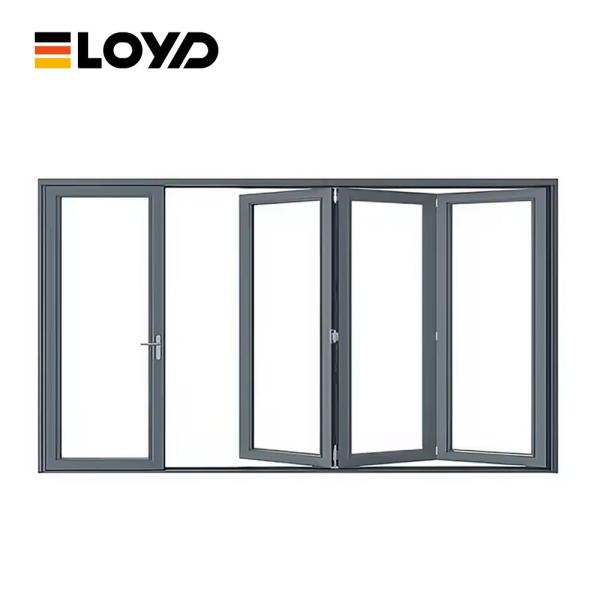 Stacking Exterior Accordion Folding Patio Doors Black Aluminium Frame Custom