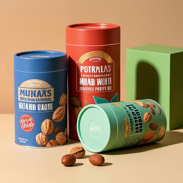 Aluminum Foil Paper Cans Packaging Airtight Dried Fruit Nuts Paperboard Canister