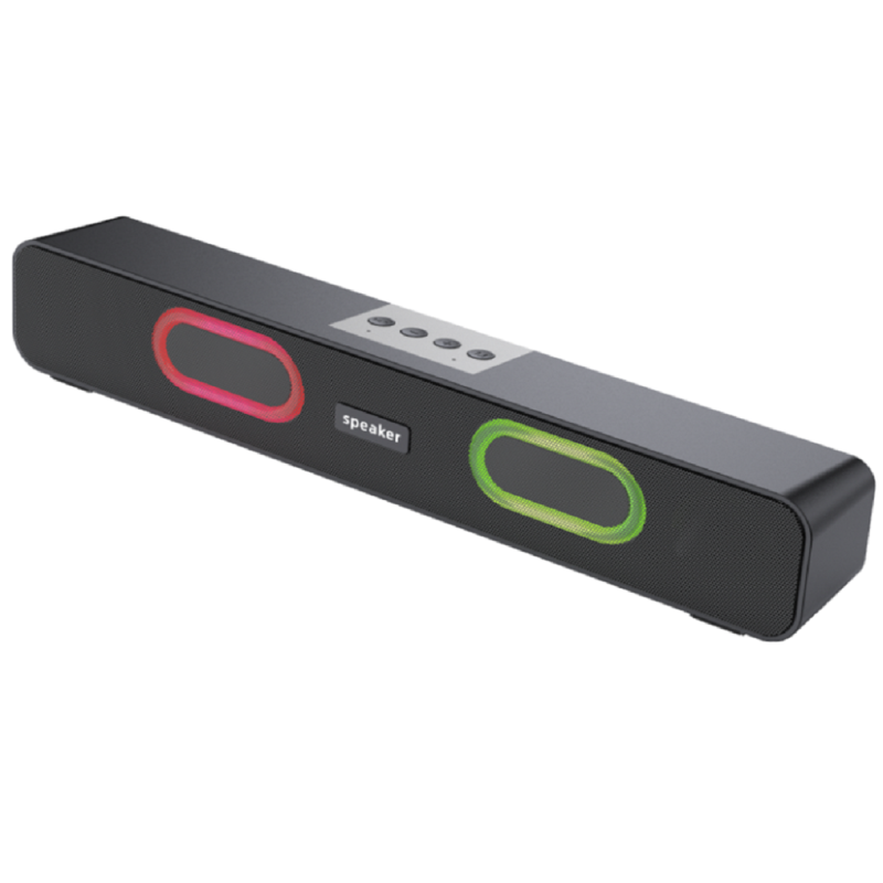 10W Multi-Function Portable Bluetooth Speaker, TF/USB/FM/AUX, Hands-Free Call, Dual Diaphragm with Light, 1200mAh, Black