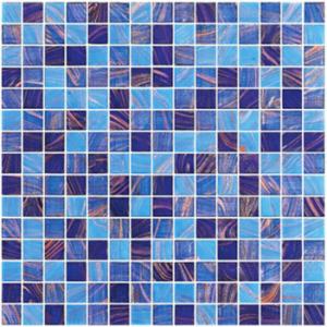 China Sea blue with gold line glass mosaic mix pattern swimming pool mosaic tile on sale