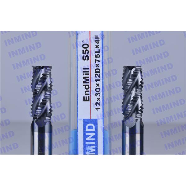 Standard Length Type Rough End Mill , AlTiN Coated 4 Flute End Mill SGS