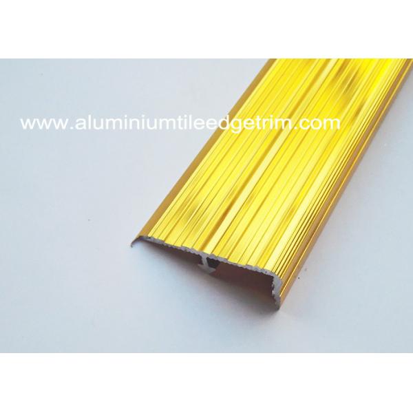 Anti Slip Aluminum Stair Nosing For Concrete Stairs Gloss Anodized Deep Gold  Color