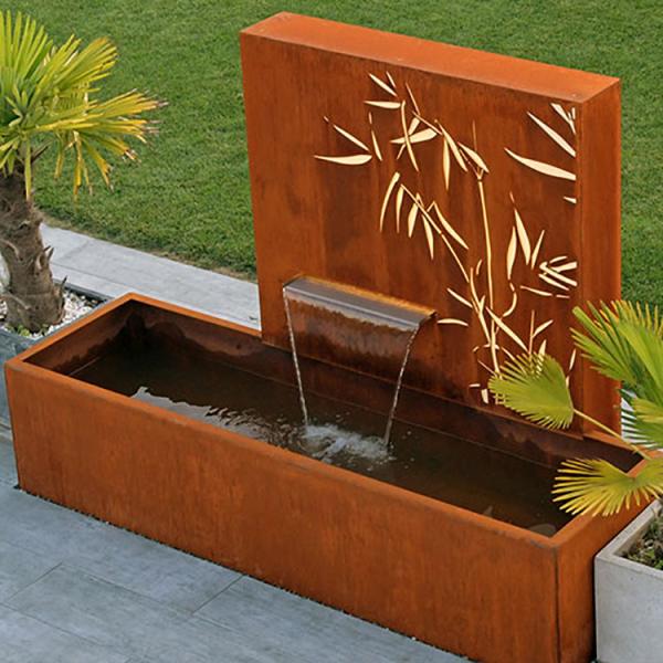 Modern Fountains Corten Steel Waterfall Outdoor Garden Water Features With Screen