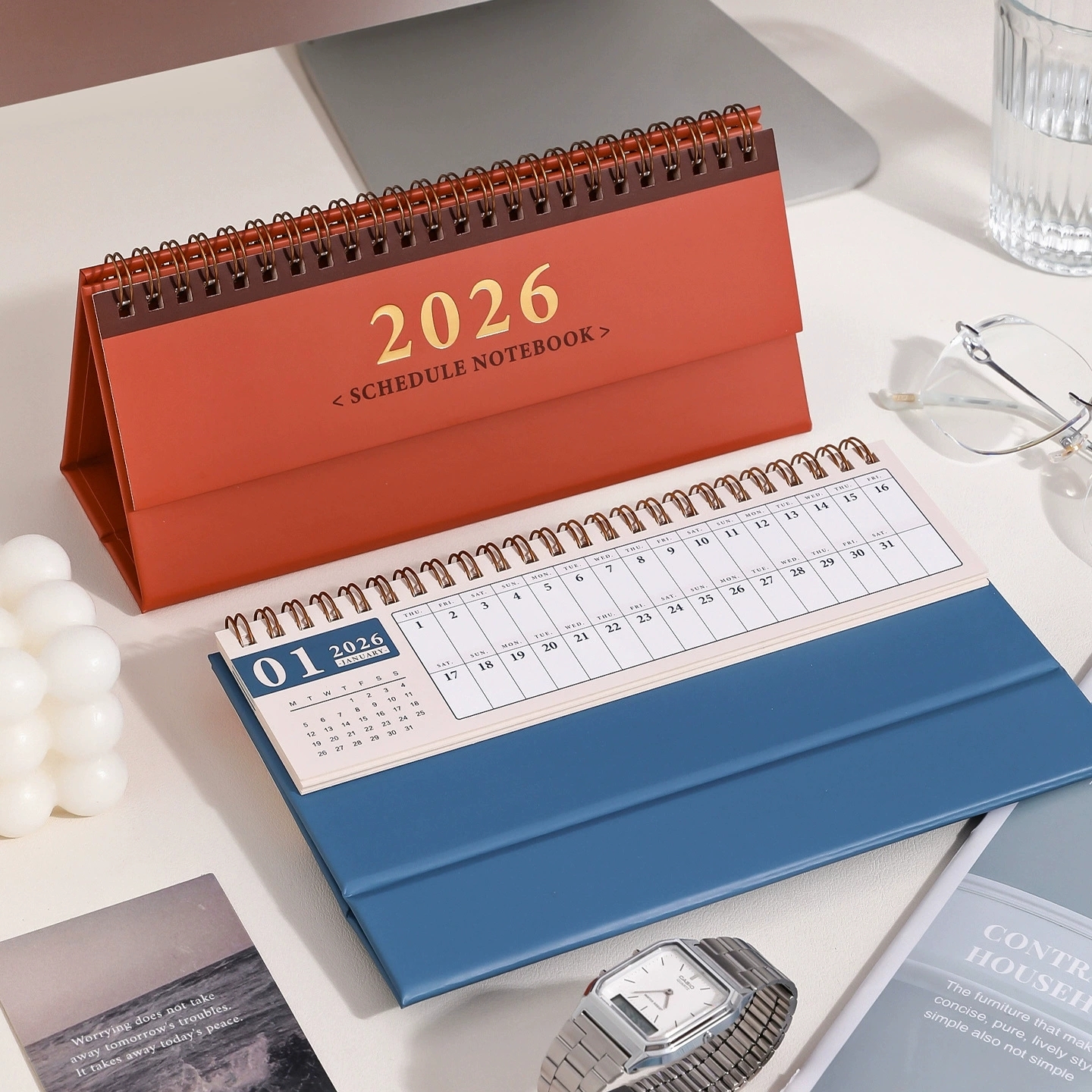 Monthly Desktop Calendar 2026 Stand Up Schedule Notebook For Office Desk