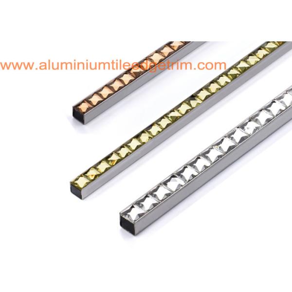 Sparkle Glitter Glass Mosaic Tile Sheets Metal Edge As Listello Line / Border