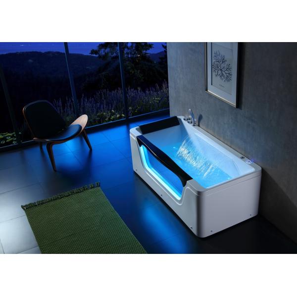 Outdoor 3-Person Spa Bubble Bathtub With Front Led Glass And Deep Soak Feature
