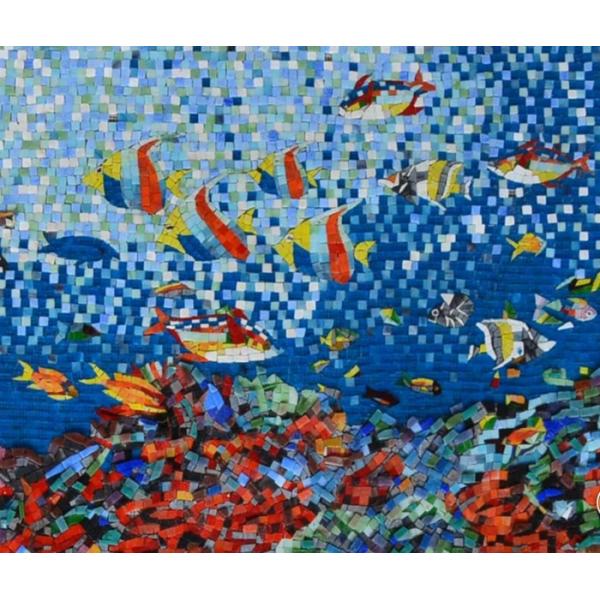 Sea Creatures Exquisite Mosaic Tiles Designs Patterns , Large Mosaic Garden Wall Art