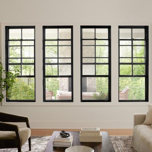 24x36 Vertical Sliding Black Aluminum Double Single Hung Window For Residential