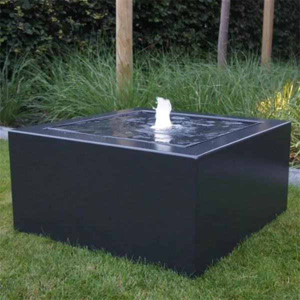 800mm Powder Coated Metal Square Garden Fountains Steel Water Table Feature