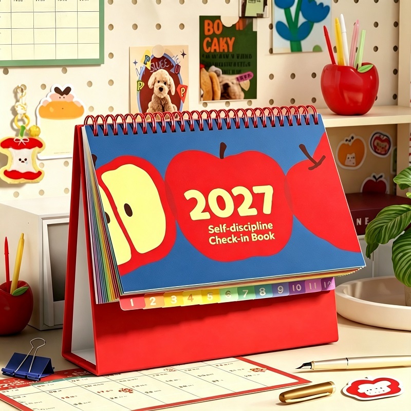 Desk Calendar 2027 With Index Tabs And Planner Stickers For Office Planning