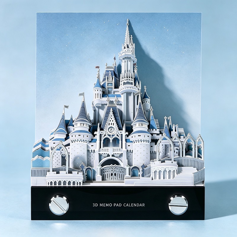 3d Memo Pad Calendar Castle Design With Custom Gift Box For Holiday Gifting
