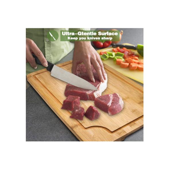 Modern Unique Bamboo Wood Block Chopping Board 2 Color Design Non Stick