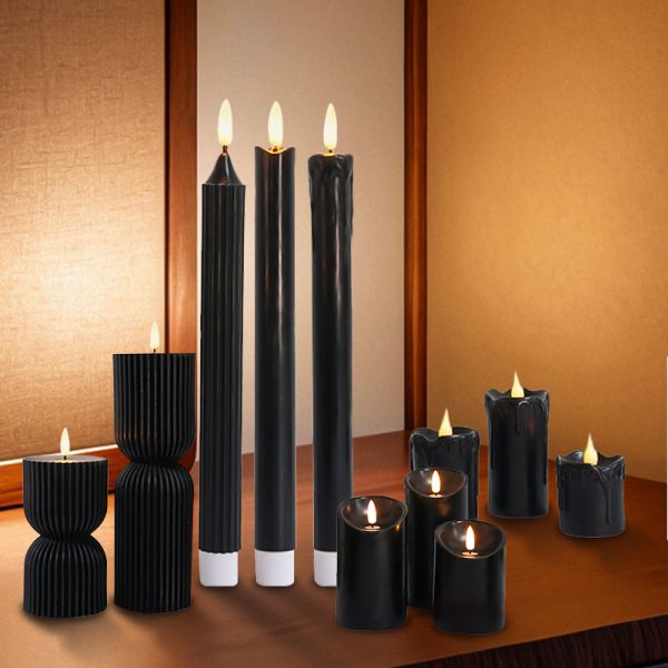 Remote Timer Moving Flame LED Candles Eco Friendly Flameless Wax Pillar Candles