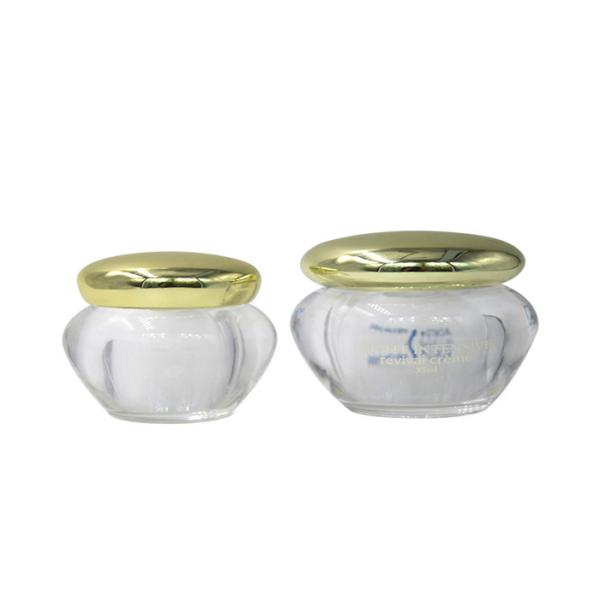 15g 30g 50g Ivory Acrylic Cosmetic Cream Jar , Cosmetic Cream Containers Golden Lid