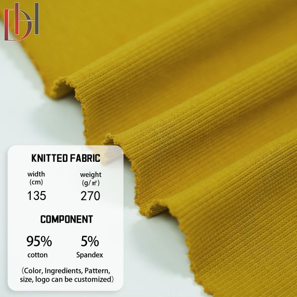 95% Cotton 5% Spandex Fabric 280gsm Eco Friendly Tricot Knitted Fabric