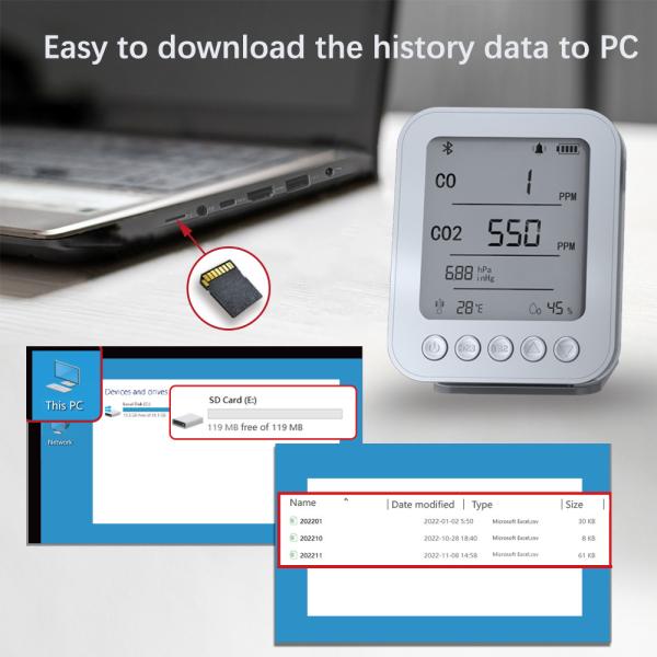 C02 Monitor Indoor Air Quality Monitor Portable Temperature Humidity Detection