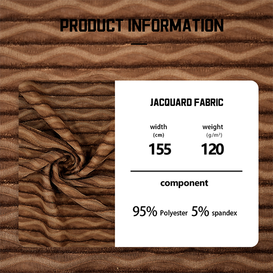 100% Polyester Jacquard Clothing Fabric , Polyester Brown Jacquard Mesh Fabric