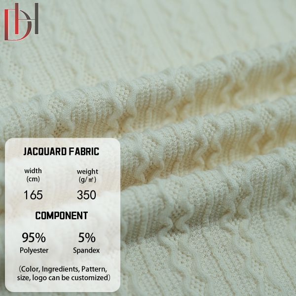 Breathable Jacquard Fabric Anti Static 95 Percent Polyester 5 Percent Spandex Fabric