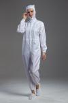 Anti Static ESD autoclavable cleanroom white color coverall garment with hood