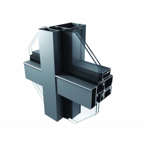 Scratch Resistant Powder Coating Glazed Aluminium Curtain Wall Extrusions
