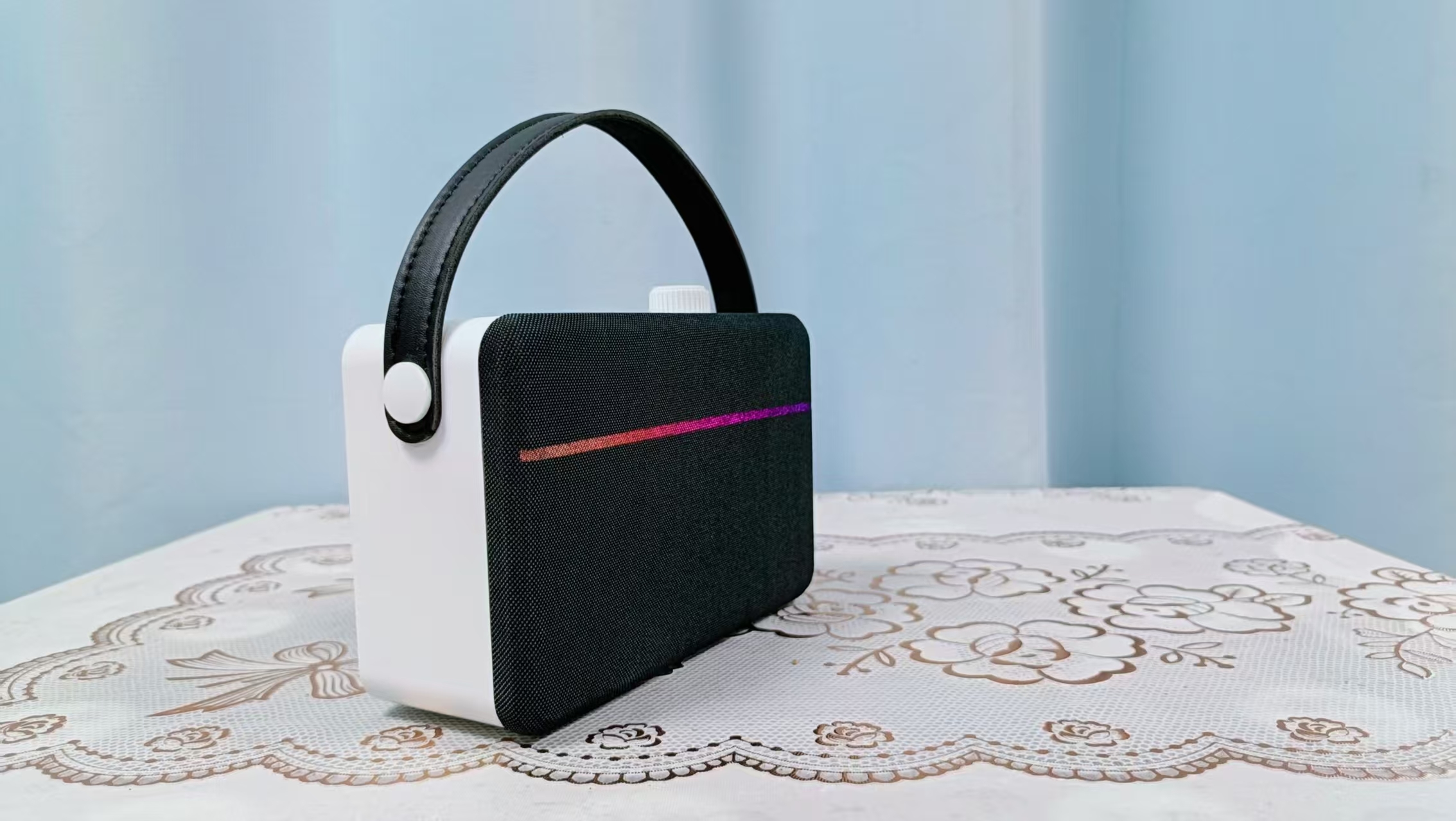 Hand‑carry Outdoor Camping Bluetooth Speaker, Mini Portable Karaoke Speaker Built‑in Ambient RGB LED Light for Outside Party