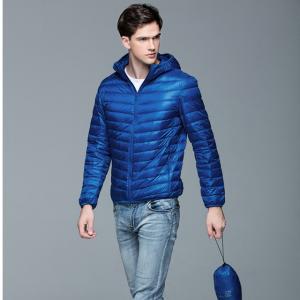 Cheap new style small quantity solid color nylon/polyester winter mix size slim fit men goose feather jacket for sale