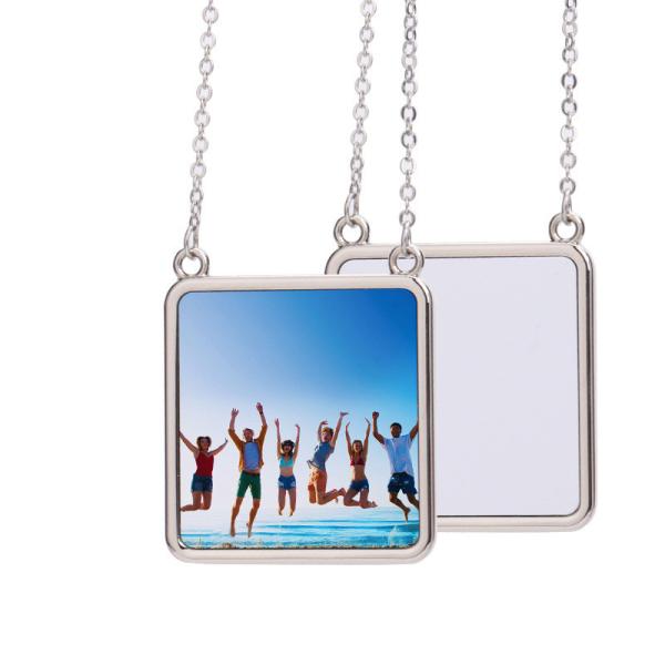 Personalized Photo Necklace DIY Unisex Sublimation Square Shape Pendant Necklace