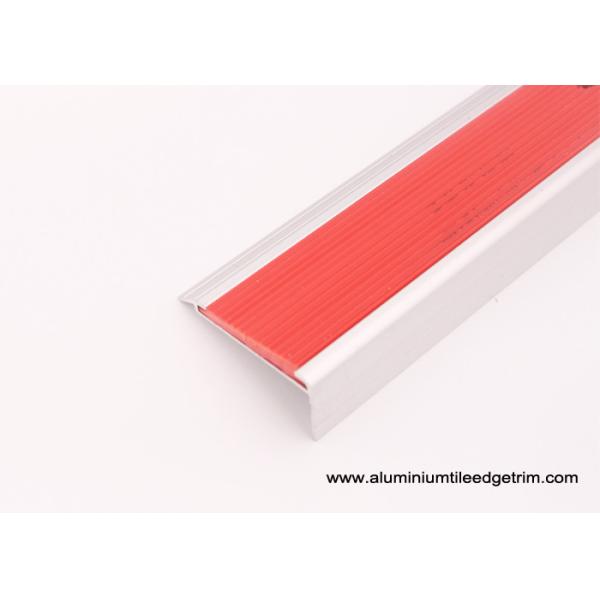 Extruded Aluminum Stair Nosing With Non Slip PVC Rubber , Metal Stair Edge Protectors