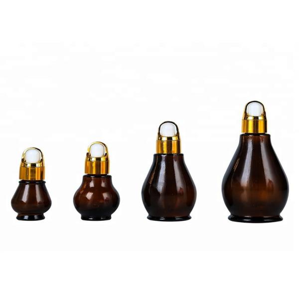 50ml Custom Label Mini Dropper Bottles , Gourd Shape Refillable Glass Jar With Dropper