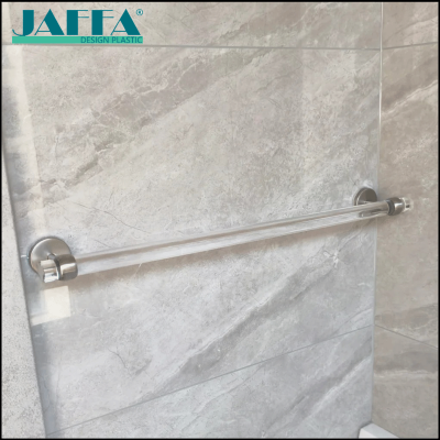 JAFFA Custom Acrylic Long Towel Bar, Transparent Bathroom Towel Rack, Luxury Wall-Mounted Holder with Stainless Steel Base for Bathroom
