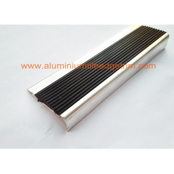 Anti Slip Aluminum Stair Nosing , Stair Safety Treads Nosings With Black PVC