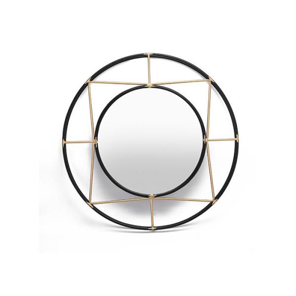 Home Collection Accent Black And Gold Round Metal Framed Mirror Decorative Wall Mirror