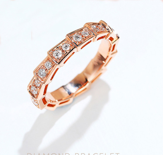 Serpenti Viper 18K Gold Diamond Rings 3.5g 18K Rose Gold Wedding Band