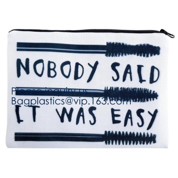 White Canvas Makeup Cosmetic Bag - Pouch Zipper Bag Organizer,Makeup Bag Cosmetic Pouch Blank Zipper Bag, BAGEASE PACK