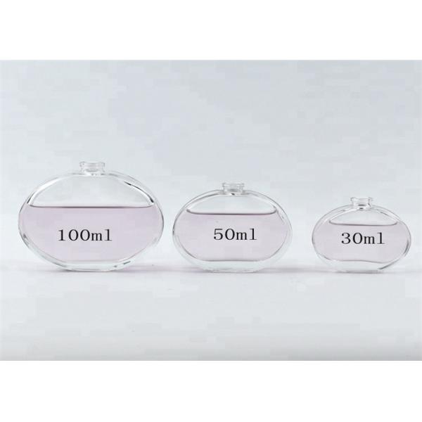 30ml 50ml 100ml Flat Round Small Perfume Bottles , Clear Glass Spray Bottle