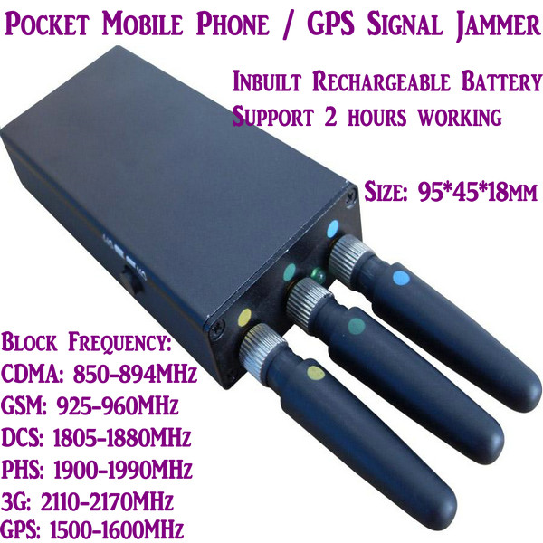 3 Antenna Mini Mobile Phone Signal Jammer 3G/GSM/CDMA/DCS/PHS GPS Blocker Inbuilt Battery