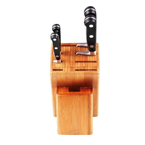 High Durability Bamboo Knife Block Set Natural Color For Home Kitchen