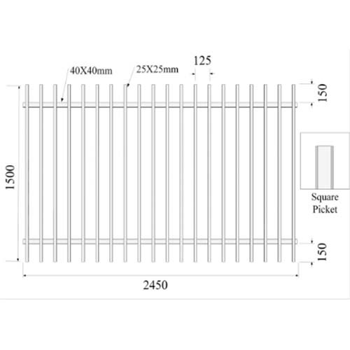 Steel Hercules Security Fencing Slanted Tubular Palisade Fences Ornamental Wrought Iron Panels