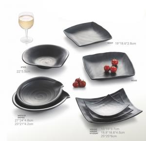 Cheap Porcelain Dinnerware Sets / Melamine Black Matte Dinner Set Plate Unique Shape for sale