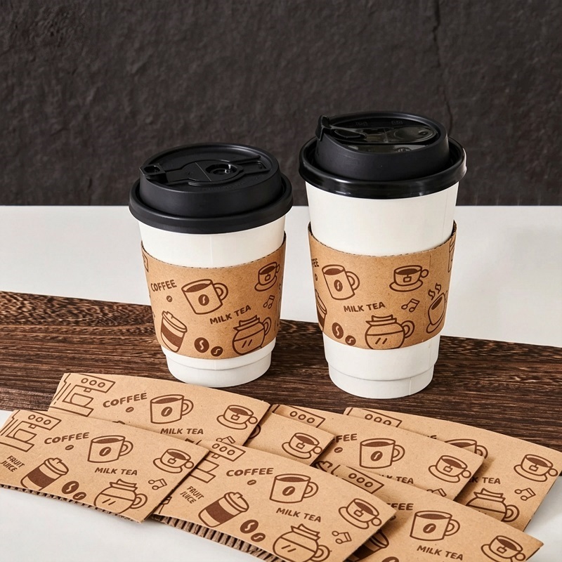 Coffee Cup Sleeves With Corrugated Paper For Hot Beverage Packaging